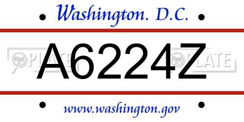A6224Z District Of Columbia License Plate