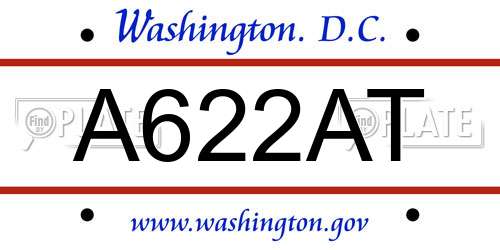 A622AT District Of Columbia License Plate