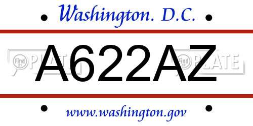 A622AZ District Of Columbia License Plate
