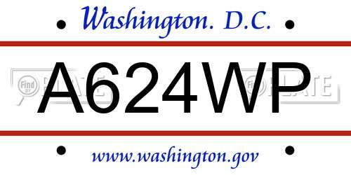 A624WP District Of Columbia License Plate