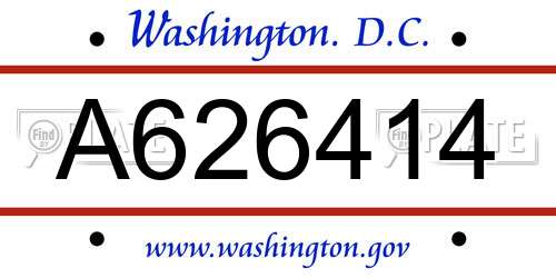 A626414 District Of Columbia License Plate