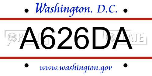 A626DA District Of Columbia License Plate