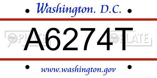 A6274T District Of Columbia License Plate
