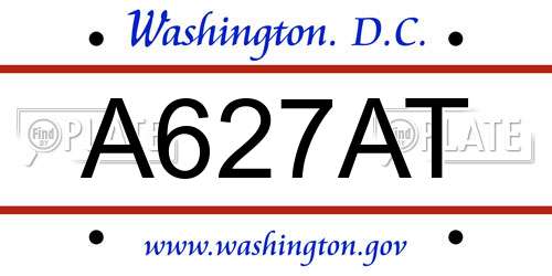 A627AT District Of Columbia License Plate