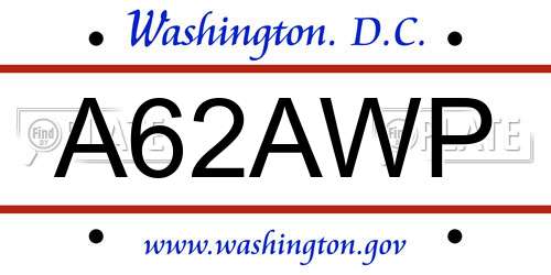 A62AWP District Of Columbia License Plate