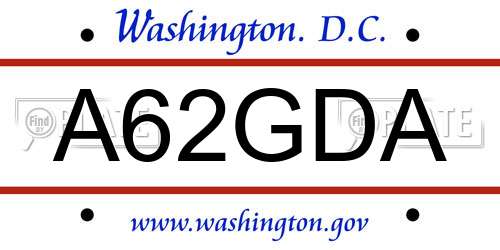 A62GDA District Of Columbia License Plate