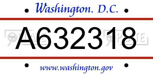 A632318 District Of Columbia License Plate