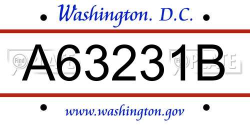 A63231B District Of Columbia License Plate