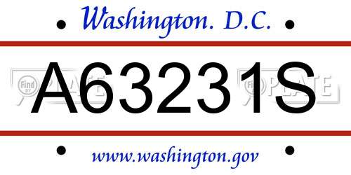A63231S District Of Columbia License Plate