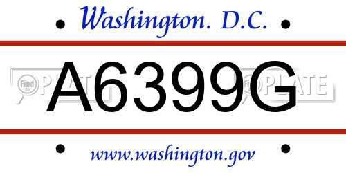 A6399G District Of Columbia License Plate