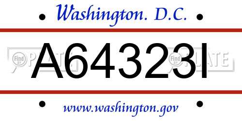 A64323I District Of Columbia License Plate