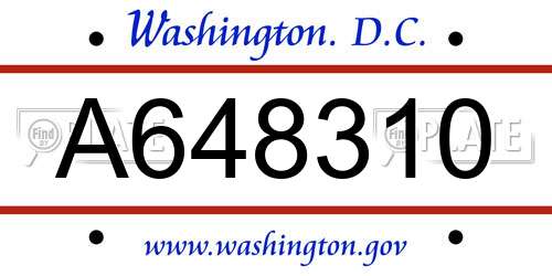 A648310 District Of Columbia License Plate