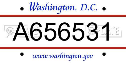 A656531 District Of Columbia License Plate