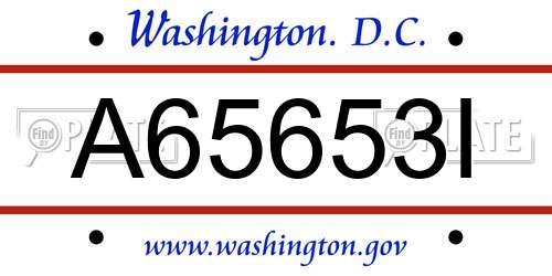 A65653I District Of Columbia License Plate