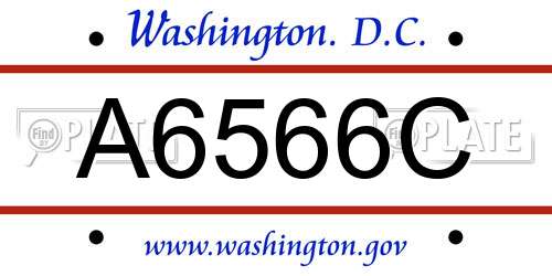 A6566C District Of Columbia License Plate