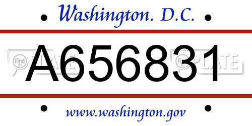 A656831 District Of Columbia License Plate