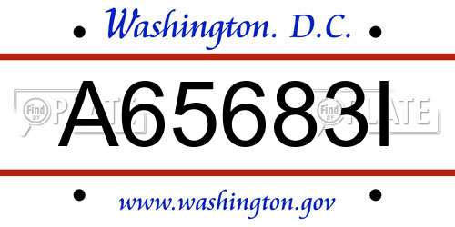 A65683I District Of Columbia License Plate