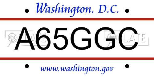 A65GGC District Of Columbia License Plate