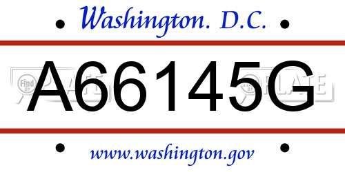 A66145G District Of Columbia License Plate