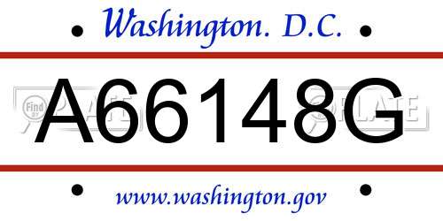 A66148G District Of Columbia License Plate
