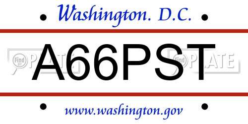 A66PST District Of Columbia License Plate