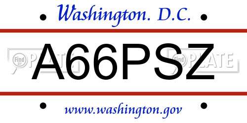 A66PSZ District Of Columbia License Plate