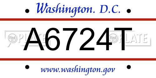 A6724T District Of Columbia License Plate
