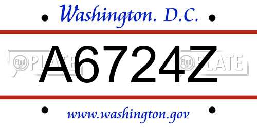 A6724Z District Of Columbia License Plate