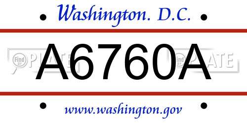 A6760A District Of Columbia License Plate