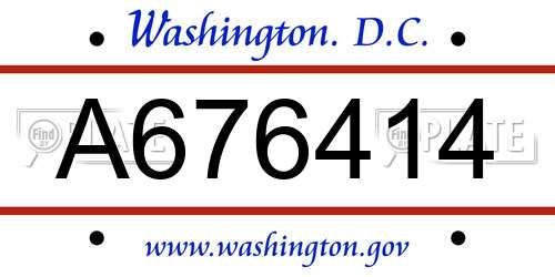 A676414 District Of Columbia License Plate