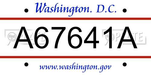 A67641A District Of Columbia License Plate