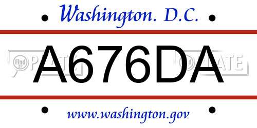 A676DA District Of Columbia License Plate