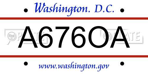 A676OA District Of Columbia License Plate