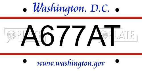 A677AT District Of Columbia License Plate