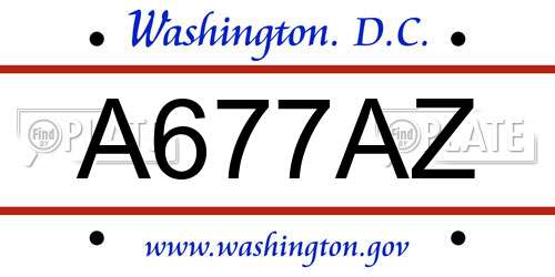 A677AZ District Of Columbia License Plate
