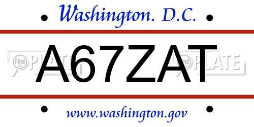 A67ZAT District Of Columbia License Plate