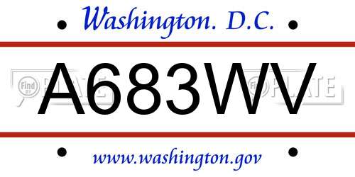 A683WV District Of Columbia License Plate
