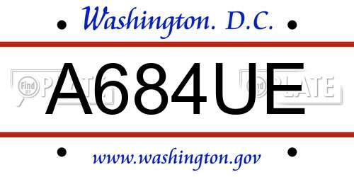 A684UE District Of Columbia License Plate