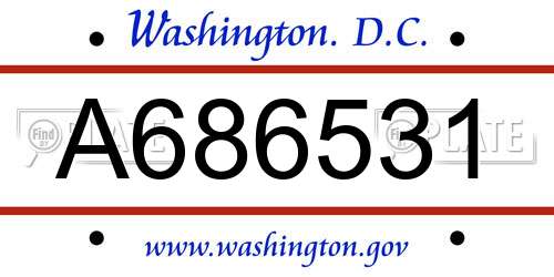 A686531 District Of Columbia License Plate