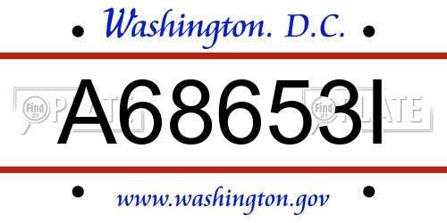 A68653I District Of Columbia License Plate