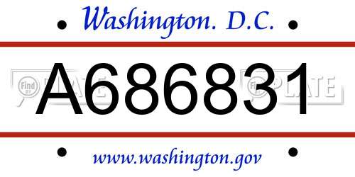 A686831 District Of Columbia License Plate