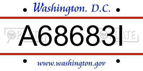 A68683I District Of Columbia License Plate