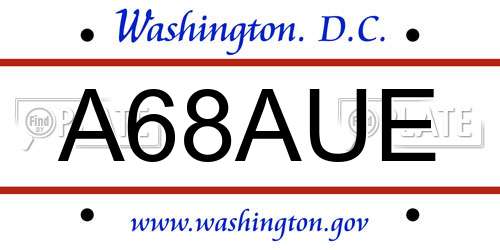 A68AUE District Of Columbia License Plate