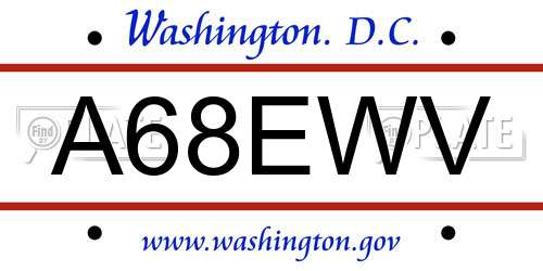 A68EWV District Of Columbia License Plate