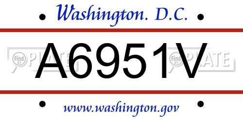 A6951V District Of Columbia License Plate
