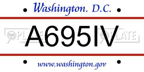 A695IV District Of Columbia License Plate