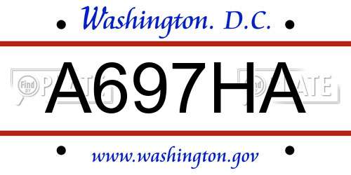 A697HA District Of Columbia License Plate