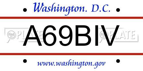A69BIV District Of Columbia License Plate