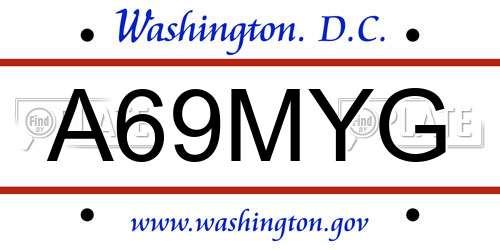 A69MYG District Of Columbia License Plate