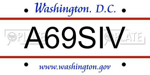 A69SIV District Of Columbia License Plate